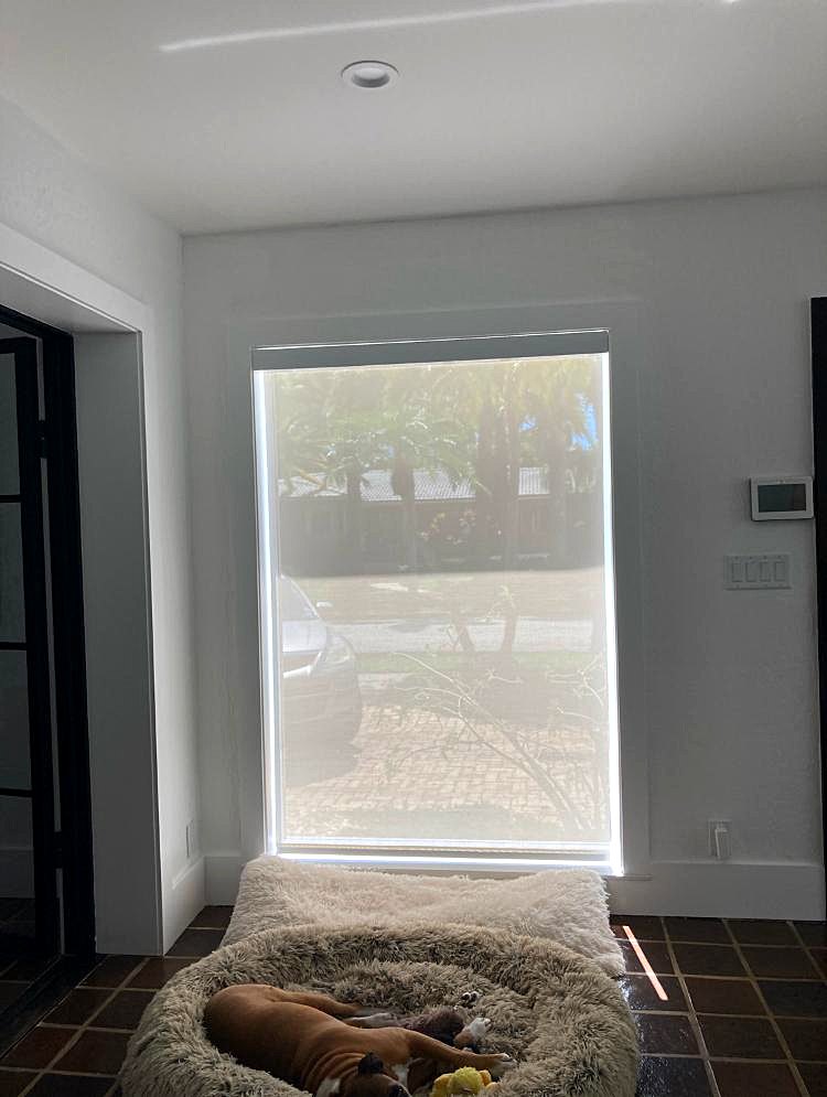 Same window with a privacy roller shade installed